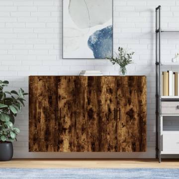 Elegant Wall Mounted Cabinets - Smoked Oak 2 pcs | HipoMarket