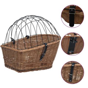 Vintage Bike Rear Basket with Cover - Natural Willow 55x31x36 cm