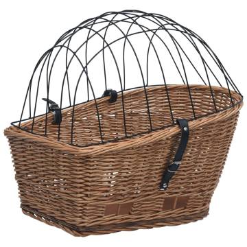 Vintage Bike Rear Basket with Cover - Natural Willow 55x31x36 cm