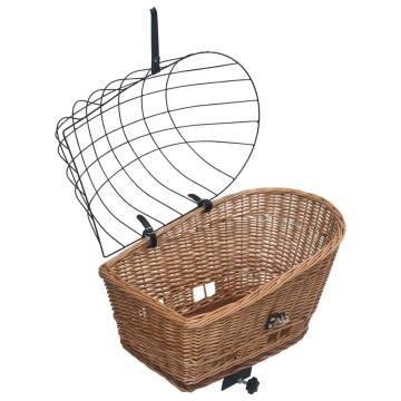 Vintage Bike Rear Basket with Cover - Natural Willow 55x31x36 cm