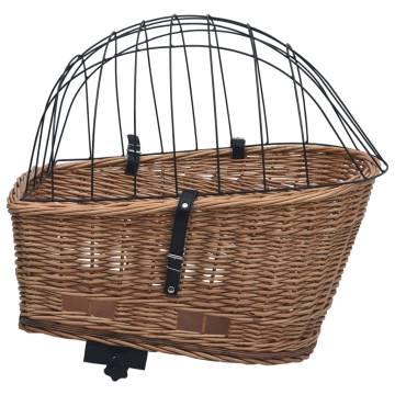 Vintage Bike Rear Basket with Cover - Natural Willow 55x31x36 cm