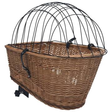 Vintage Bike Rear Basket with Cover - Natural Willow 55x31x36 cm