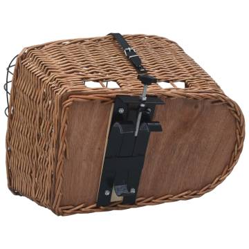 Vintage Bike Rear Basket with Cover - Natural Willow 55x31x36 cm