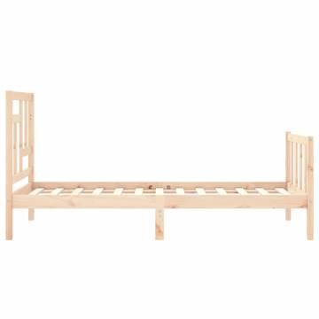 Solid Wood Bed Frame with Headboard - 90x200 cm | Hipo Market