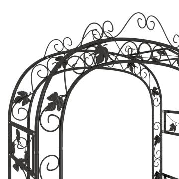 Garden Arch Black 116x45x240 cm Steel | Hipomarket UK