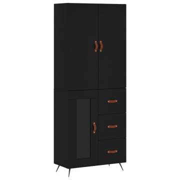 Elegant Highboard Black - 69.5x34x180 cm Engineered Wood | Hipo Market