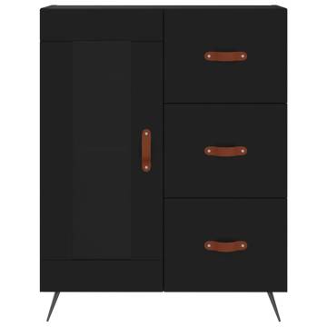 Elegant Highboard Black - 69.5x34x180 cm Engineered Wood | Hipo Market