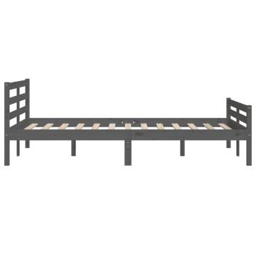 Grey Solid Wood Bed Frame 140x190 cm - Modern & Sturdy