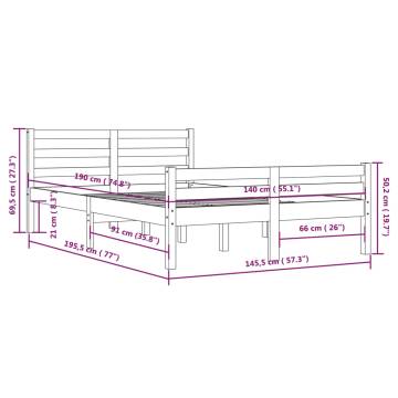 Grey Solid Wood Bed Frame 140x190 cm - Modern & Sturdy