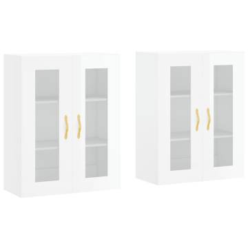 Elegant Wall Mounted Cabinets - High Gloss White - 2 pcs