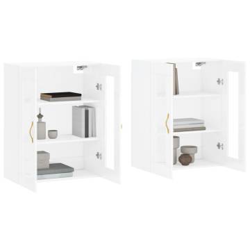 Elegant Wall Mounted Cabinets - High Gloss White - 2 pcs