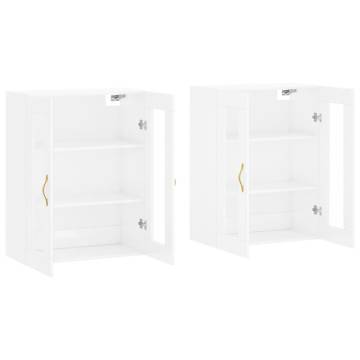 Elegant Wall Mounted Cabinets - High Gloss White - 2 pcs