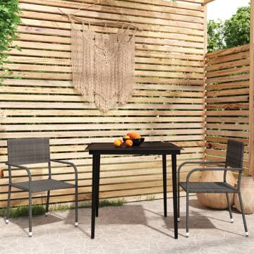 3 Piece Garden Dining Set - Stylish Grey Outdoor Furniture