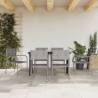 7 Piece Garden Dining Set Grey and Black Poly Rattan and Steel Size 140 cm table length Number of 6 