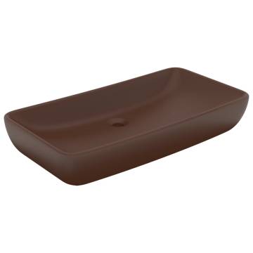 Luxury Rectangular Matt Dark Brown Basin - 71x38 cm Ceramic