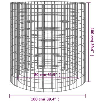 Gabion Fire Pit Ø 100 cm - Durable Galvanised Iron