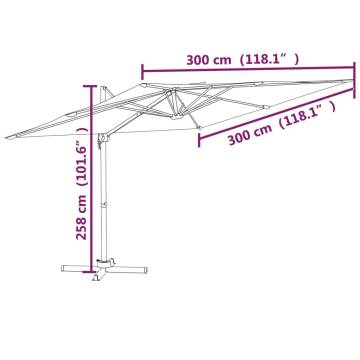 Cantilever Umbrella with Aluminium Pole - Sand White 300x300 cm