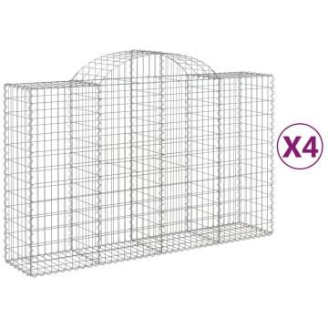 Arched Gabion Baskets 4 pcs - Galvanised Iron Garden Barriers