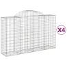 Arched Gabion Baskets 4 pcs - Galvanised Iron Garden Barriers