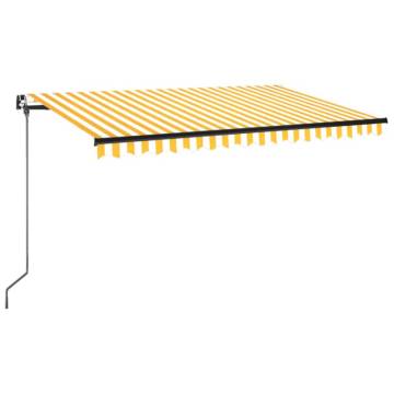 Manual Retractable Awning with LED - 450x350 cm Yellow & White