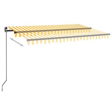 Manual Retractable Awning with LED - 450x350 cm Yellow & White