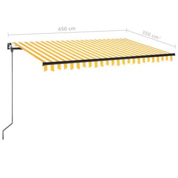 Manual Retractable Awning with LED - 450x350 cm Yellow & White