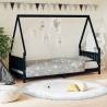 Kids Bed Frame Black 80x200 cm Solid Wood Pine Colour black Size 80 x 200 cm 