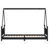 Kids Bed Frame Black 80x200 cm - Solid Pine Wood Design