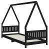 Kids Bed Frame Black 80x200 cm - Solid Pine Wood Design