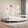 Bed Frame with Headboard White 200x200 cm Solid Wood Colour white Size 200 x 200 cm 