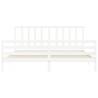 White Bed Frame with Headboard 200x200 cm | Solid Wood