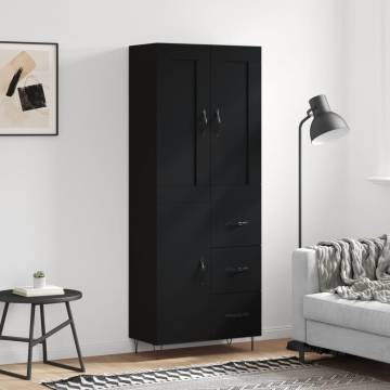 Stylish Highboard Black 69.5x34x180 cm - Durable Engineered Wood