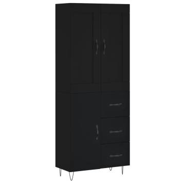 Stylish Highboard Black 69.5x34x180 cm - Durable Engineered Wood