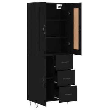 Stylish Highboard Black 69.5x34x180 cm - Durable Engineered Wood