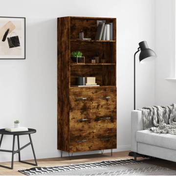 Stylish Highboard Smoked Oak 69.5x34x180 cm | Hipomarket UK