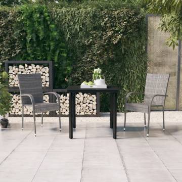 3 Piece Garden Dining Set Grey and Black | Hipo Market