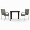 3 Piece Garden Dining Set Grey and Black | Hipo Market