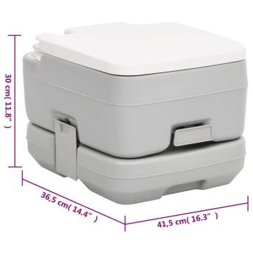 Portable Camping Toilet 10+10 L - Grey & White HDPE