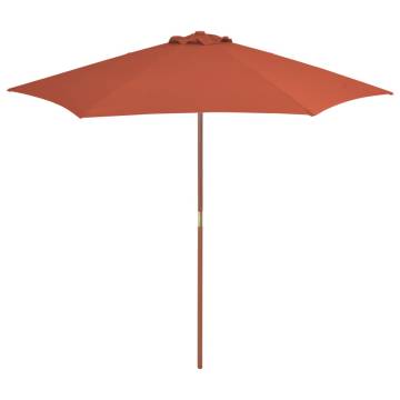 Outdoor Parasol with Wooden Pole 270 cm - Terracotta