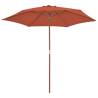 Outdoor Parasol with Wooden Pole 270 cm - Terracotta