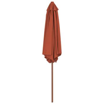 Outdoor Parasol with Wooden Pole 270 cm - Terracotta