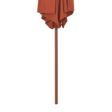 Outdoor Parasol with Wooden Pole 270 cm - Terracotta