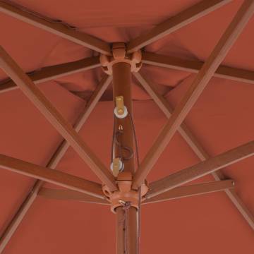 Outdoor Parasol with Wooden Pole 270 cm - Terracotta