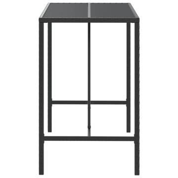 Stylish Black Bar Table with Glass Top - 110x70 cm