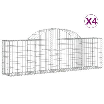 Arched Gabion Baskets - 4 pcs Galvanised Iron 200x30x60/80 cm