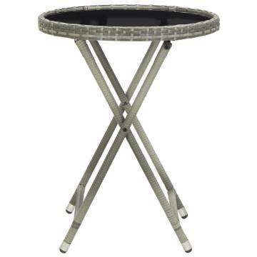 Grey Tea Table 60 cm - Stylish Poly Rattan & Glass Design