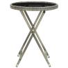 Grey Tea Table 60 cm - Stylish Poly Rattan & Glass Design