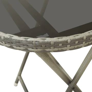 Grey Tea Table 60 cm - Stylish Poly Rattan & Glass Design