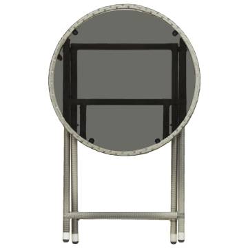 Grey Tea Table 60 cm - Stylish Poly Rattan & Glass Design