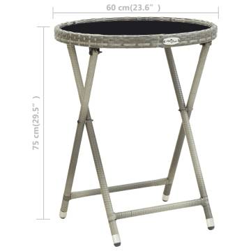 Grey Tea Table 60 cm - Stylish Poly Rattan & Glass Design